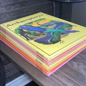Vintage 1980s Dinosaur Book Set of 7 Kids Hardcover Educational Books by Rourke